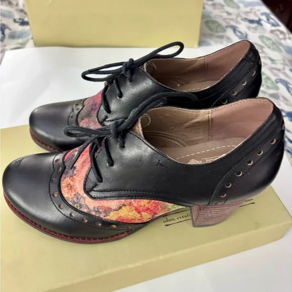 L’Artiste  / Spring Step  Heels - Black and Multicolor retro shoes , Oxford’s - Picture 8 of 10